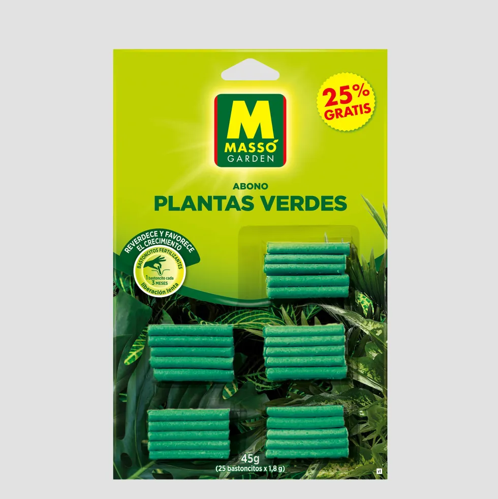 Bastoncitos fertilizantes plantas verdes masso