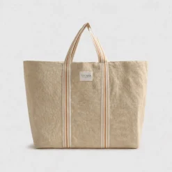 Bolsa de playa de algodón con asas a rayas Rachel