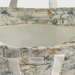 Bolsa de playa de algodón con hojas tropicales Palme