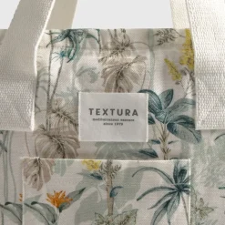 Bolsa de playa de algodón con hojas tropicales Palme