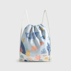 Bolsa mochila de algodón con estampado de fondo marino Marine