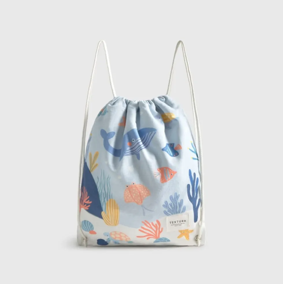 Bolsa mochila de algodón con estampado de fondo marino Marine