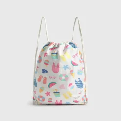 Bolsa mochila de algodón con motivos playeros Etola