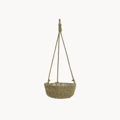Cesta colgante de mimbre con forro