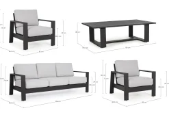 Conjunto de jardín Bizzotto BALTIC de aluminio antracita/gris claro