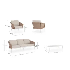 Conjunto de jardín Bizzotto OCEANA 4 piezas natural/beige/blanco