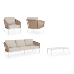 Conjunto de jardín Bizzotto OCEANA 4 piezas natural/beige/blanco