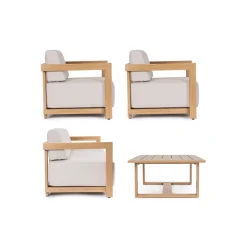 Conjunto de jardín Bizzotto THESEUS 4 piezas madera natural/beige