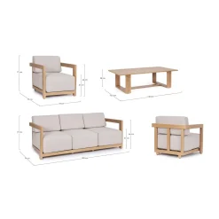 Conjunto de jardín Bizzotto THESEUS 4 piezas madera natural/beige