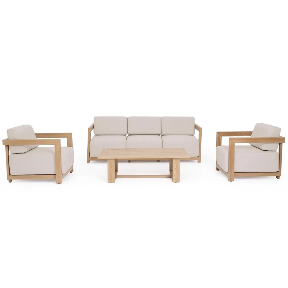 Conjunto de jardín Bizzotto THESEUS 4 piezas madera natural/beige