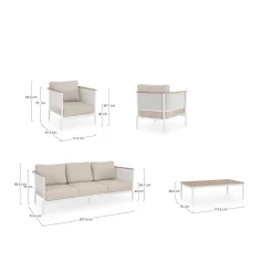 Conjunto de jardín Bizzotto ULISES 4 piezas madera natural/beige/blanco