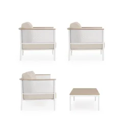 Conjunto de jardín Bizzotto ULISES 4 piezas madera natural/beige/blanco