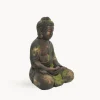 Figura de jardín Buda sentado en marrón con musgo