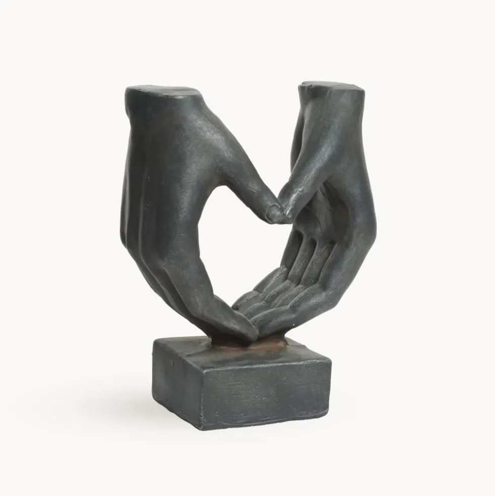 Figura de jardín manos en forma de corazón en antracita