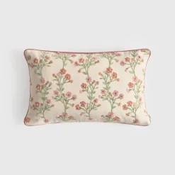 Funda de cojín de algodón con bordado floral Lalavin