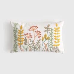 Funda de cojín de algodón con bordado floral Lita