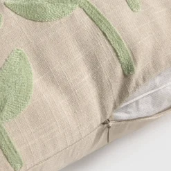 Funda de cojín de algodón con flores bordadas Lacres