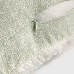 Funda de cojín de algodón efecto lino con flecos Solisa