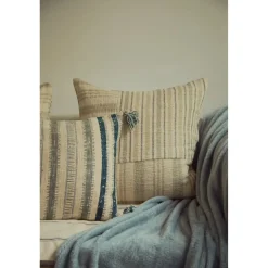 Funda de cojín de patchwork con raya tejida Bacoli