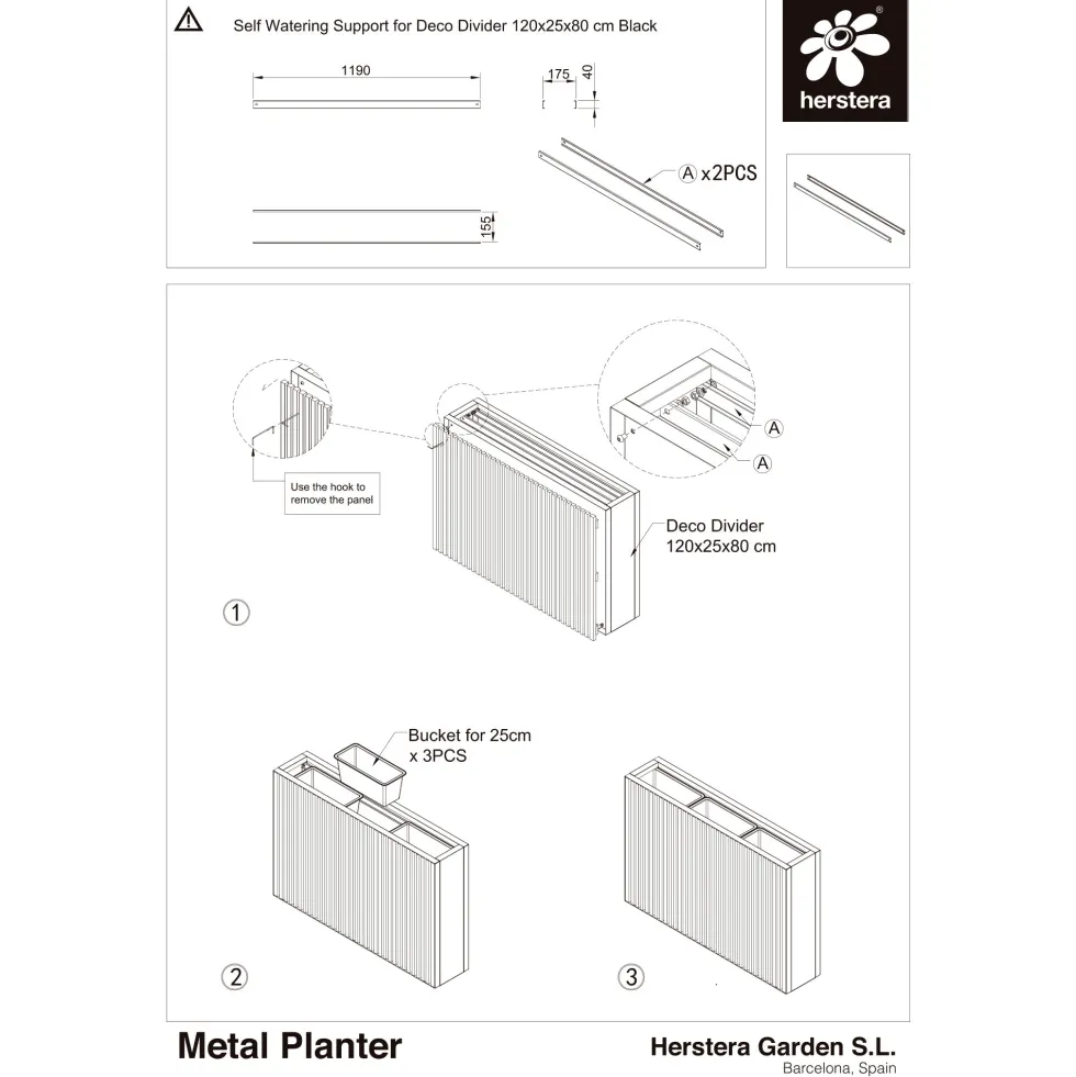 Herstera Deco Planter - Autorriego (bandeja)
