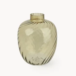 Jarrón de Cristal Ámbar con Torsión Decoris Ø21,5x27 cm