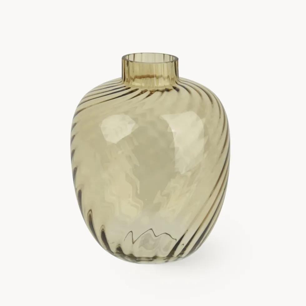 Jarrón de Cristal Ámbar con Torsión Decoris Ø21,5x27 cm