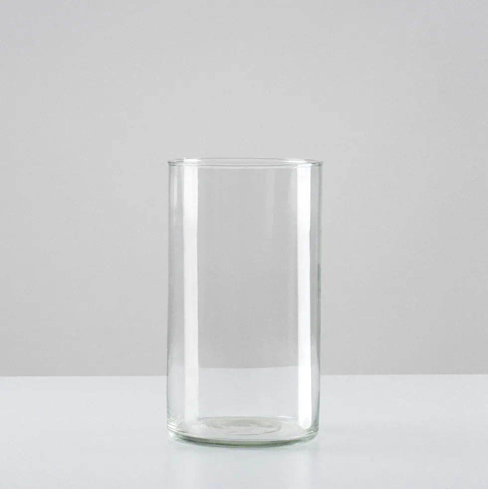 Jarrón transparente cilíndrico