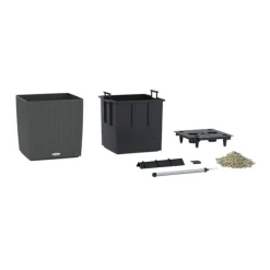 Maceta Autorriego Lechuza Cube Cottage granito