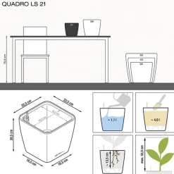 Maceta Autorriego Lechuza Quadro Premium blanco brillo