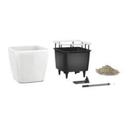 Maceta Autorriego Lechuza Quadro Premium antracita metal