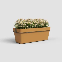 Maceta de plástico Artevasi amarillo miel Capri jardinera con soporte y reserva de agua