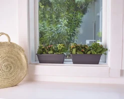 Maceta de plástico Artevasi antracita Venezia jardinera con reserva