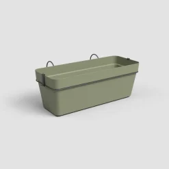Maceta de plástico Artevasi verde grisaceo Capri jardinera con soporte y reserva de agua