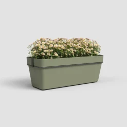 Maceta de plástico Artevasi verde grisaceo Capri jardinera con soporte y reserva de agua