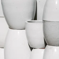 Maceta Fronda esmaltada Glazed blanco (Campana)