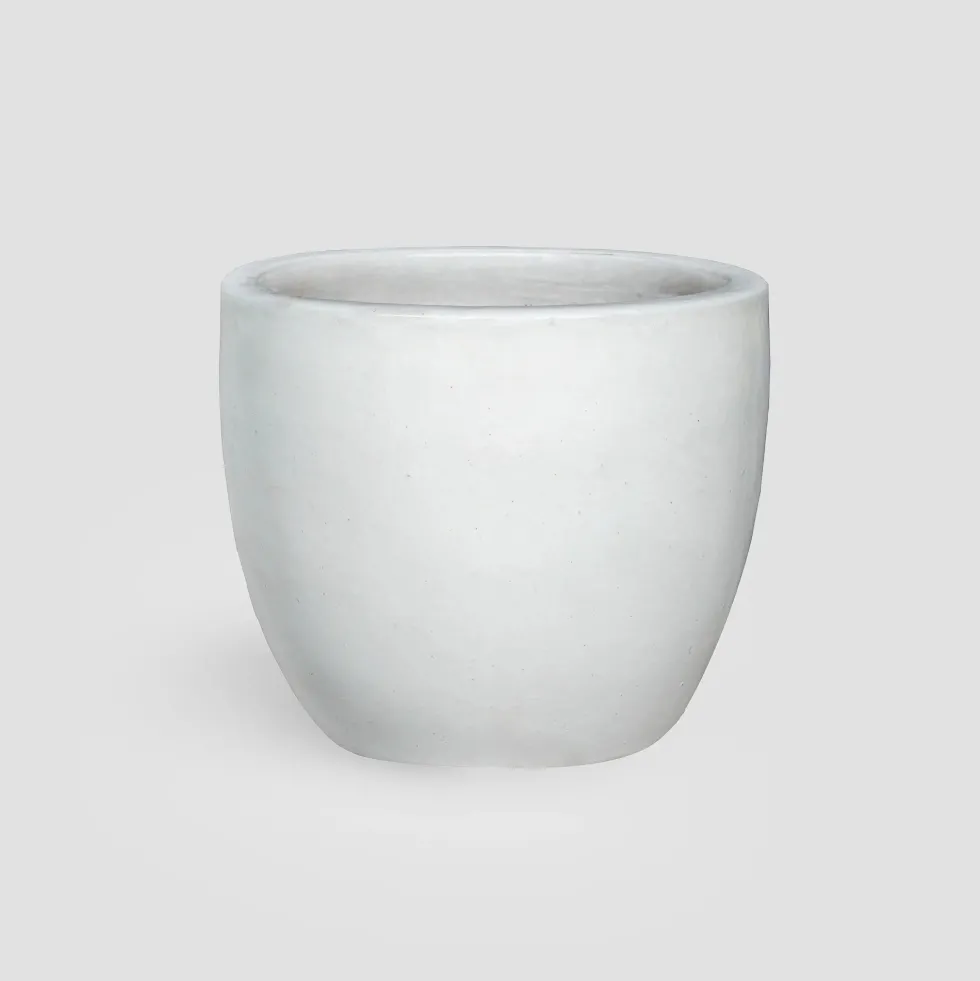 Maceta Fronda esmaltada Glazed blanco (Campana)