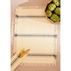 Mantel individual de algodón con raya tejida Bari