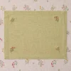 Mantel individual de algodón efecto lino con flores bordadas Florgu