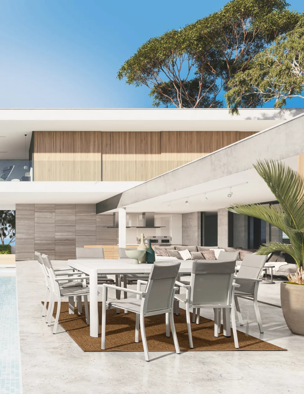 Mesa de comedor exterior Bizzotto KIPLIN cuadrada/rectangular blanca extensible