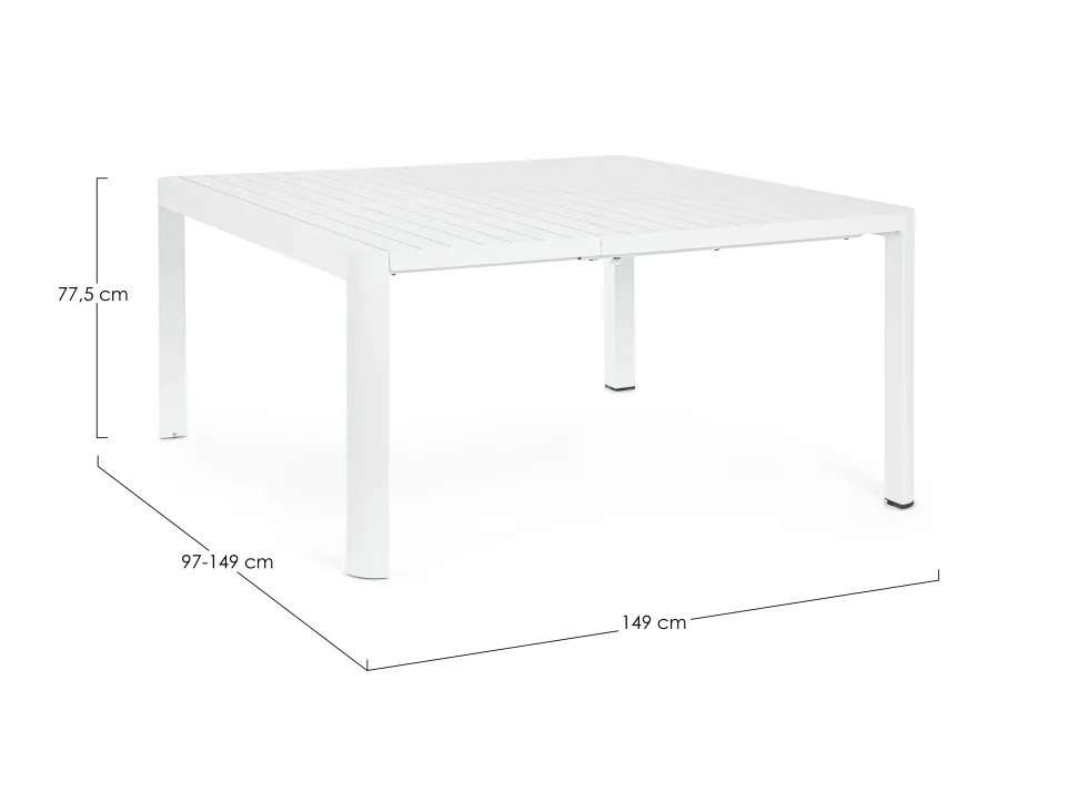 Mesa de comedor exterior Bizzotto KIPLIN cuadrada/rectangular blanca extensible