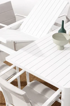 Mesa de comedor exterior Bizzotto KIPLIN cuadrada/rectangular blanca extensible