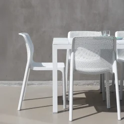 Mesa de comedor exterior Nardi RIO blanca extensible