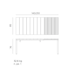 Mesa de comedor exterior Nardi RIO blanca extensible