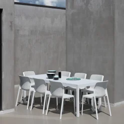 Mesa de comedor exterior Nardi RIO blanca extensible