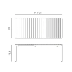 Mesa de comedor exterior Nardi TEVERE antracita extensible