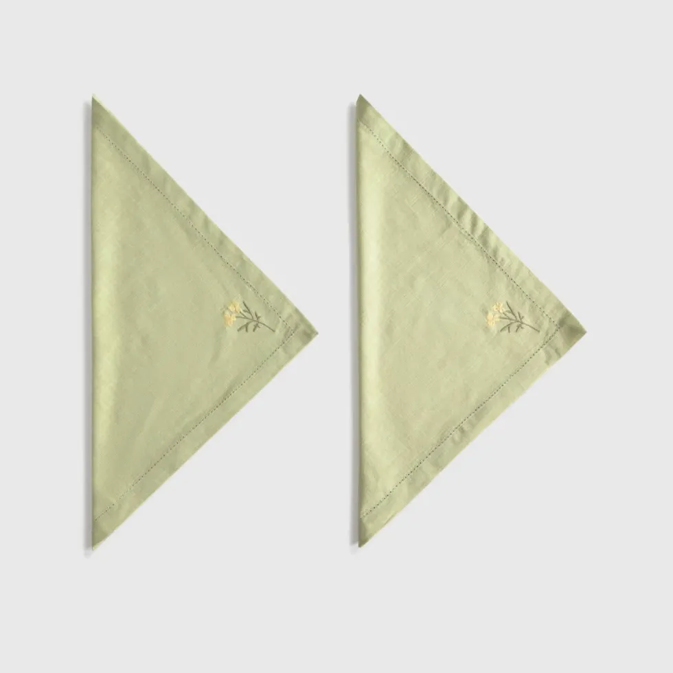 Pack de 2 servilletas de algodón efecto lino con flor bordada Florgu