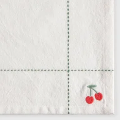 Pack de 2 servilletas de algodón efecto lino con cerezas bordadas Granfru