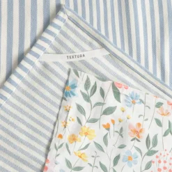 Pack de 2 trapos de algodón con flores y rayas Abu