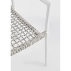 Silla de jardín Bizzotto CALETA blanca/gris con brazos