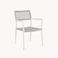 Silla de jardín Bizzotto CALETA blanca/gris con brazos